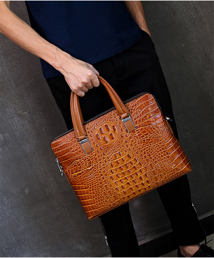 New Luxury Cow Genuine Leather Businessmen / Briefcase, Shoulder Bag / Alligator style Bag / Tote Computer Handbag