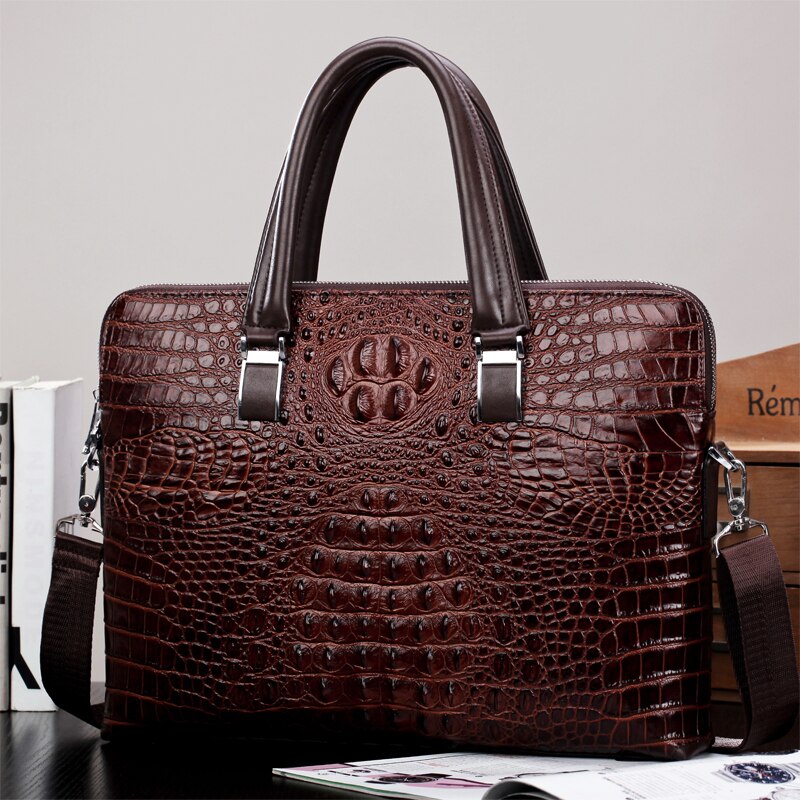 New Luxury Cow Genuine Leather Businessmen / Briefcase, Shoulder Bag / Alligator style Bag / Tote Computer Handbag