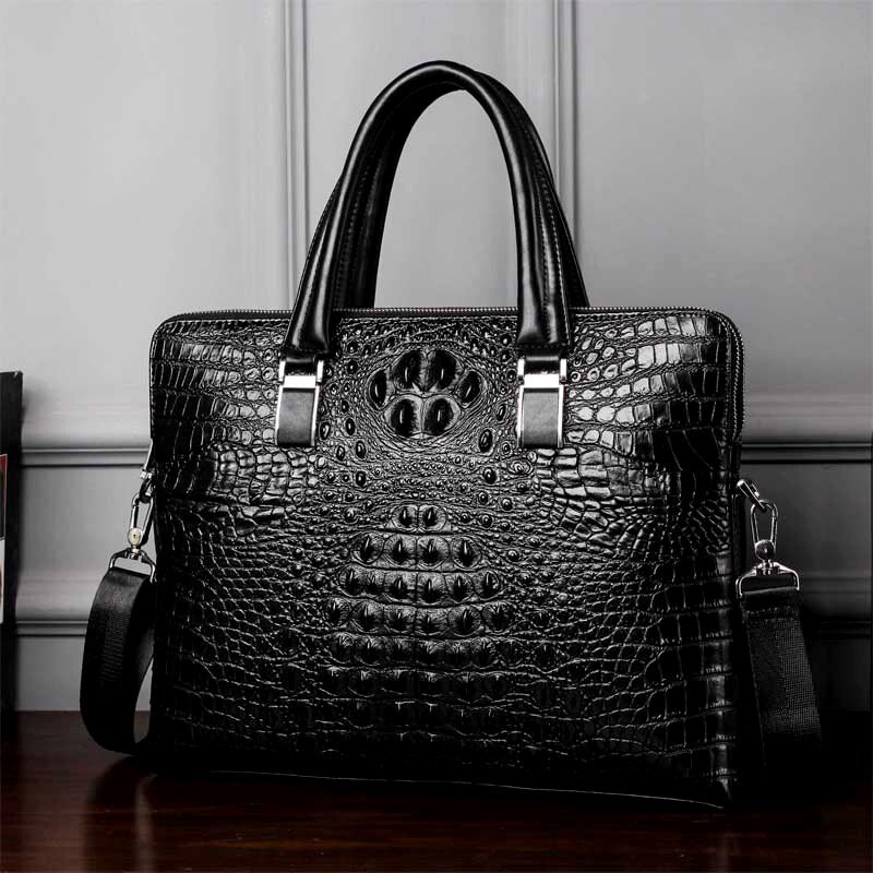 New Luxury Cow Genuine Leather Businessmen / Briefcase, Shoulder Bag / Alligator style Bag / Tote Computer Handbag