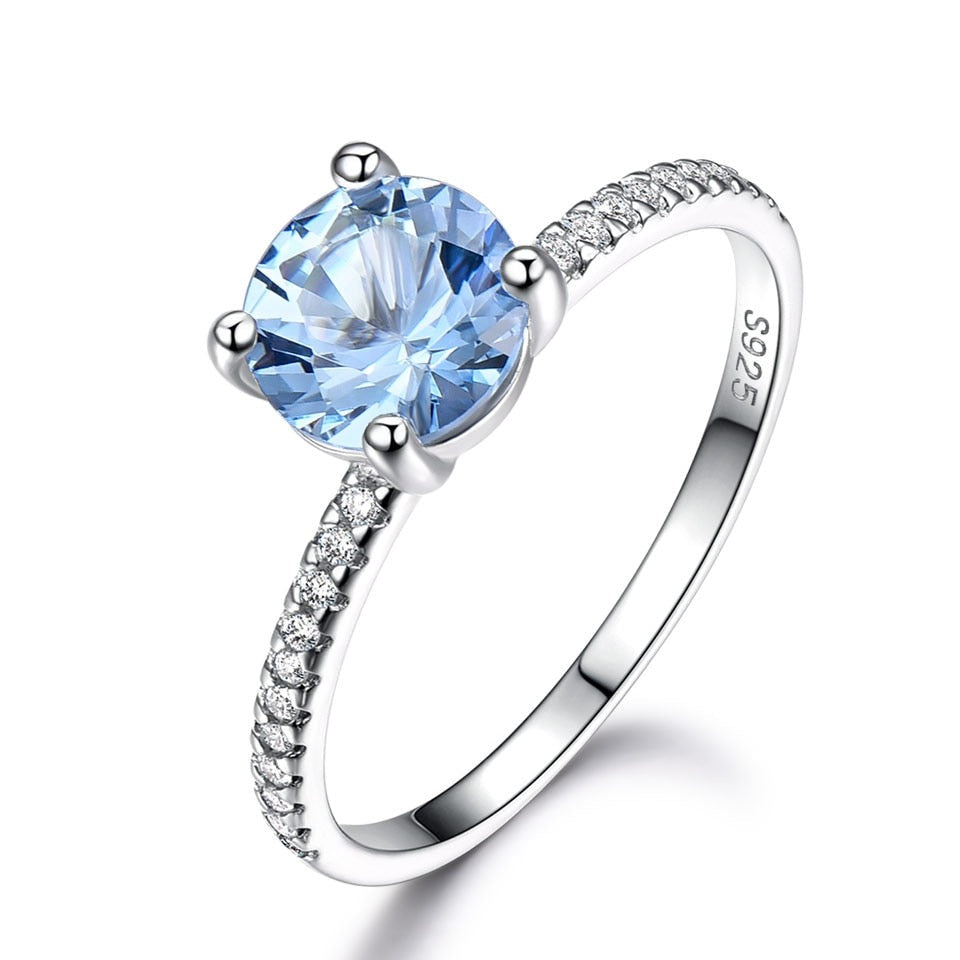 UMCHO Created Sky Blue Topaz Gemstone 925 Sterling Silver Rings for Women Wedding Bands Engagement Gift Fine Jewelry Party Gift