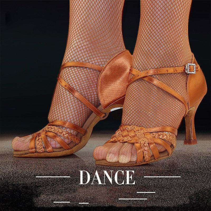 Latin Dance Shoes / Adult woman's soft Bottom high Heel / Salsa Square Dance Shoes / Latin Shoes Genuine, Imported Satin