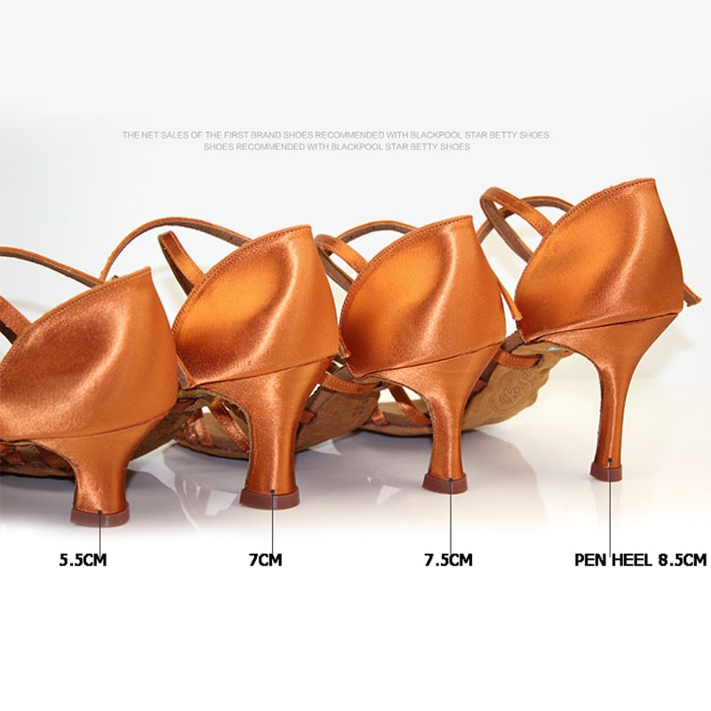 Latin Dance Shoes / Adult woman's soft Bottom high Heel / Salsa Square Dance Shoes / Latin Shoes Genuine, Imported Satin