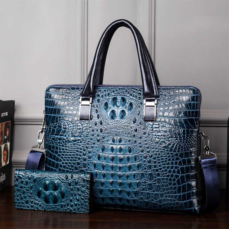New Luxury Cow Genuine Leather Businessmen / Briefcase, Shoulder Bag / Alligator style Bag / Tote Computer Handbag