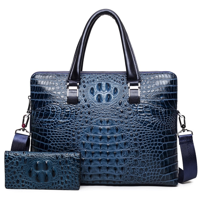 New Luxury Cow Genuine Leather Businessmen / Briefcase, Shoulder Bag / Alligator style Bag / Tote Computer Handbag