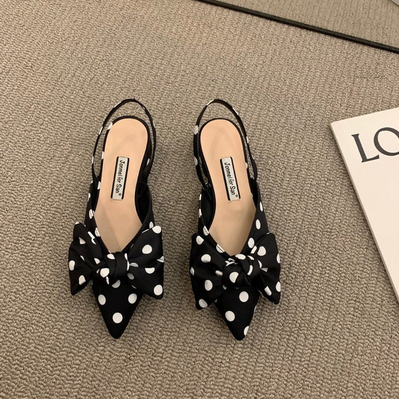 French Thick Heel Bowknot Sandals Women Summer 2022 New Elegant Medium Heel Women's shoes Fashion Grid Design Pumps sandales