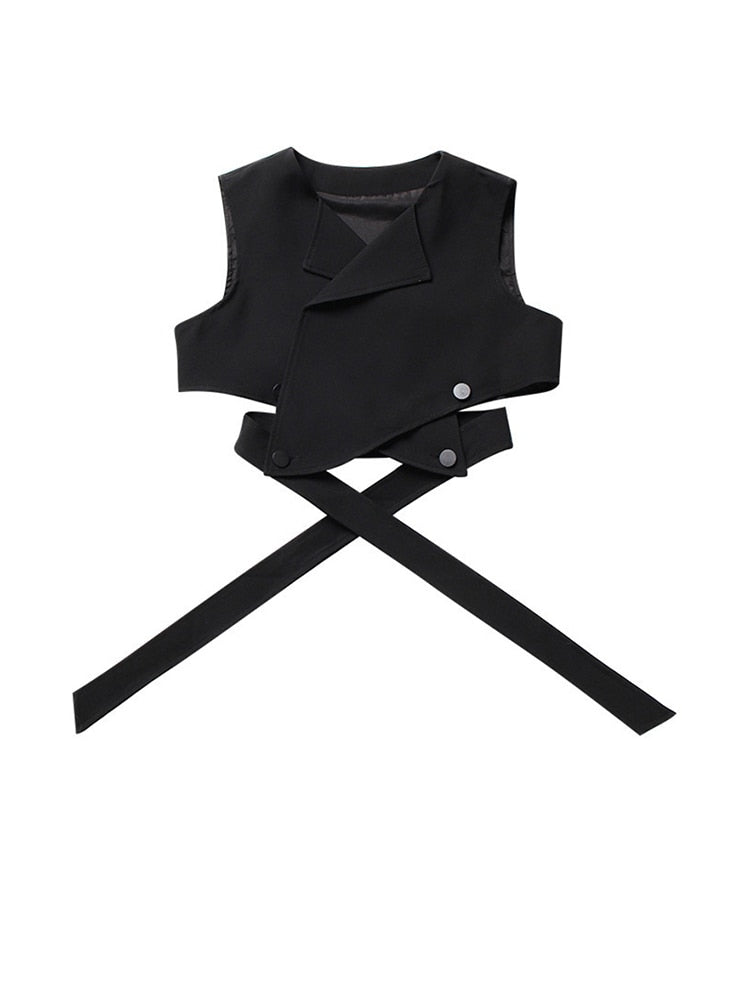 Two Piece Blouse, Long Sleeve Loose Fit blouse and Black Bandage Vest