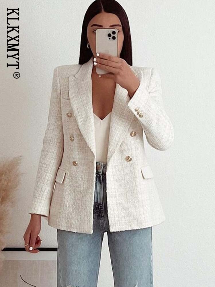 Elegant tweed pattern cotton coat, suitable for many formal or casual occasions