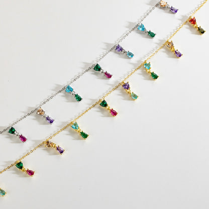 Silver Gold Colorful Zircon Choker