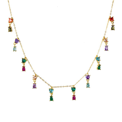 Silver Gold Colorful Zircon Choker