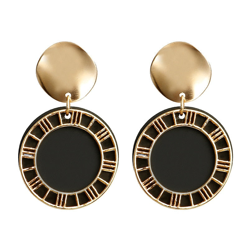 Korean Statement Round Dangle Drop Earrings for Women 2019 Fashion Jewelry Vintage Geometric Round Sequin Hanging Pendientes