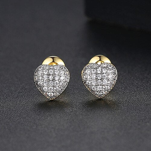 LUOTEEMI Trendy Korean Style Round Stud Earrings for Men Luxury Black CZ Gold Color Fashion Jewelry for Women Hip Hop 2022 New