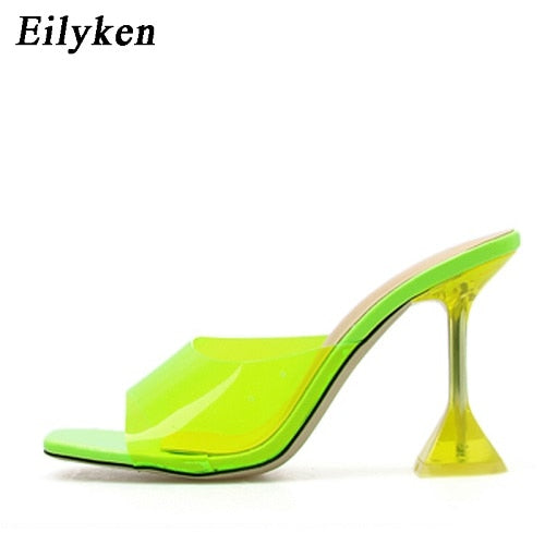 Open Toe Transparent Sandals with High Heel for Ladies.