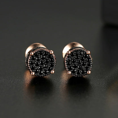 LUOTEEMI Trendy Korean Style Round Stud Earrings for Men Luxury Black CZ Gold Color Fashion Jewelry for Women Hip Hop 2022 New