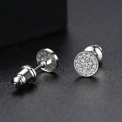 LUOTEEMI Trendy Korean Style Round Stud Earrings for Men Luxury Black CZ Gold Color Fashion Jewelry for Women Hip Hop 2022 New