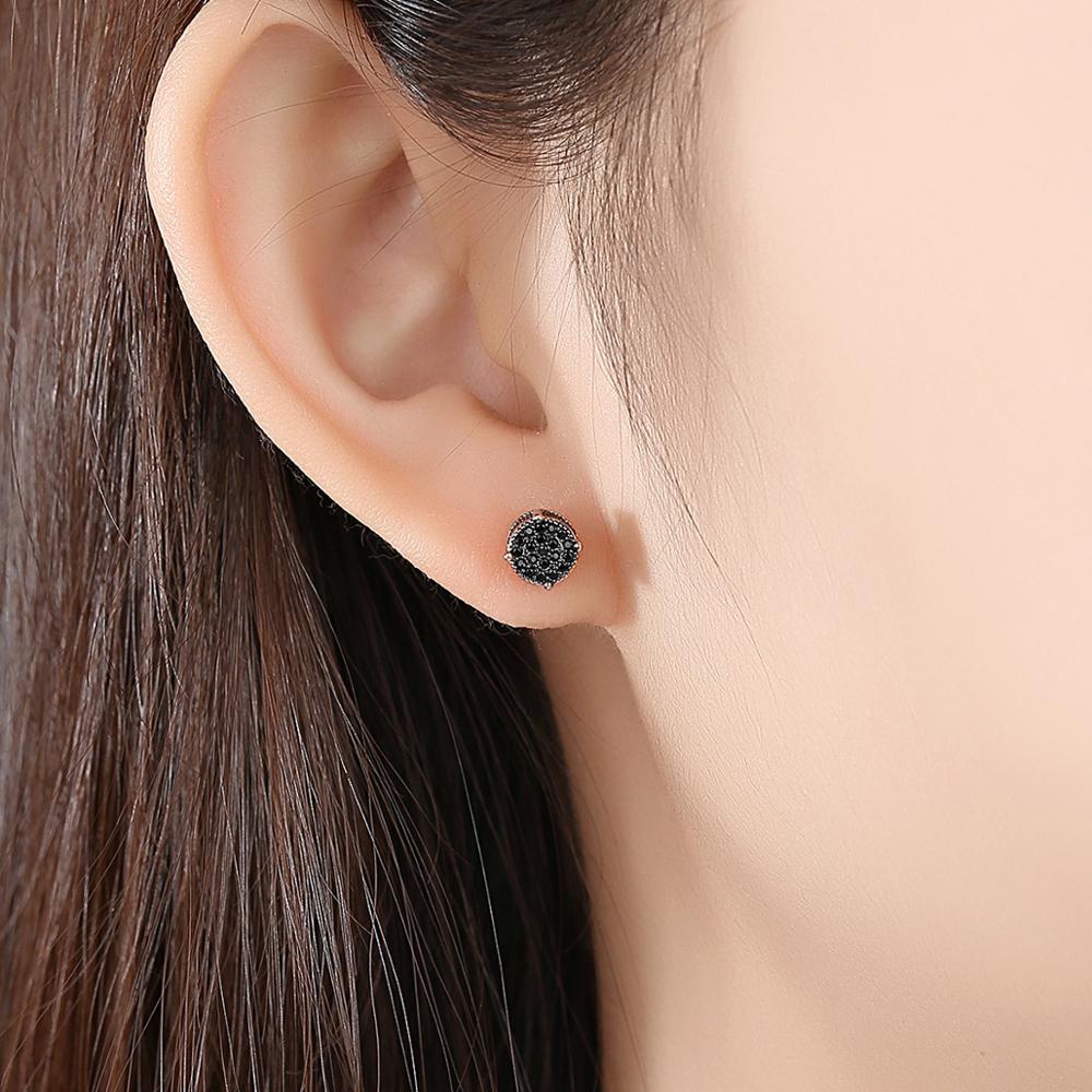 LUOTEEMI Trendy Korean Style Round Stud Earrings for Men Luxury Black CZ Gold Color Fashion Jewelry for Women Hip Hop 2022 New