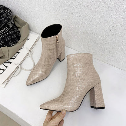 Quality ankle boots for women / pointed toe high heels boots / simple zipper fashion shoes for women.