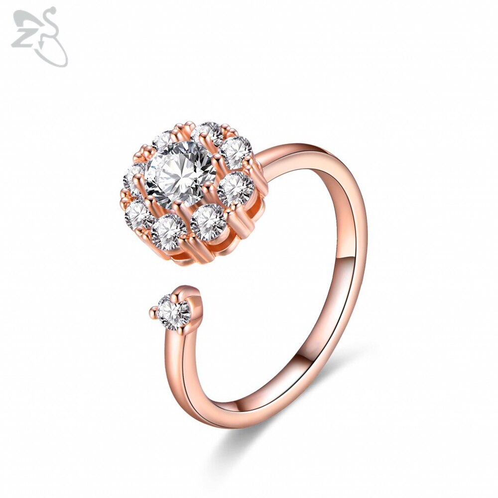 Zircon Ring, with open an Adjustable Roating Rings / Wedding ,Party or Engagement Ring