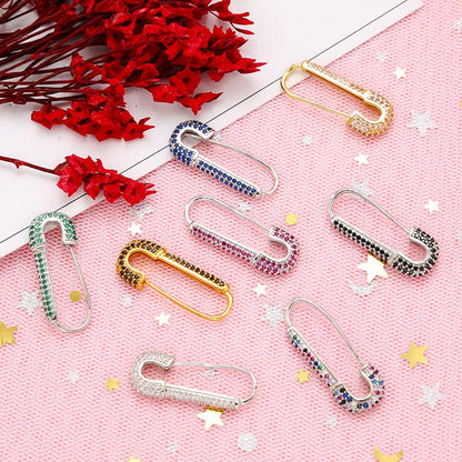 HECHENG new colors Paperclip Pin Earring Wholesale Rainbow colorful CZ Fashion Elegant women jewelry DIY Gift VX2