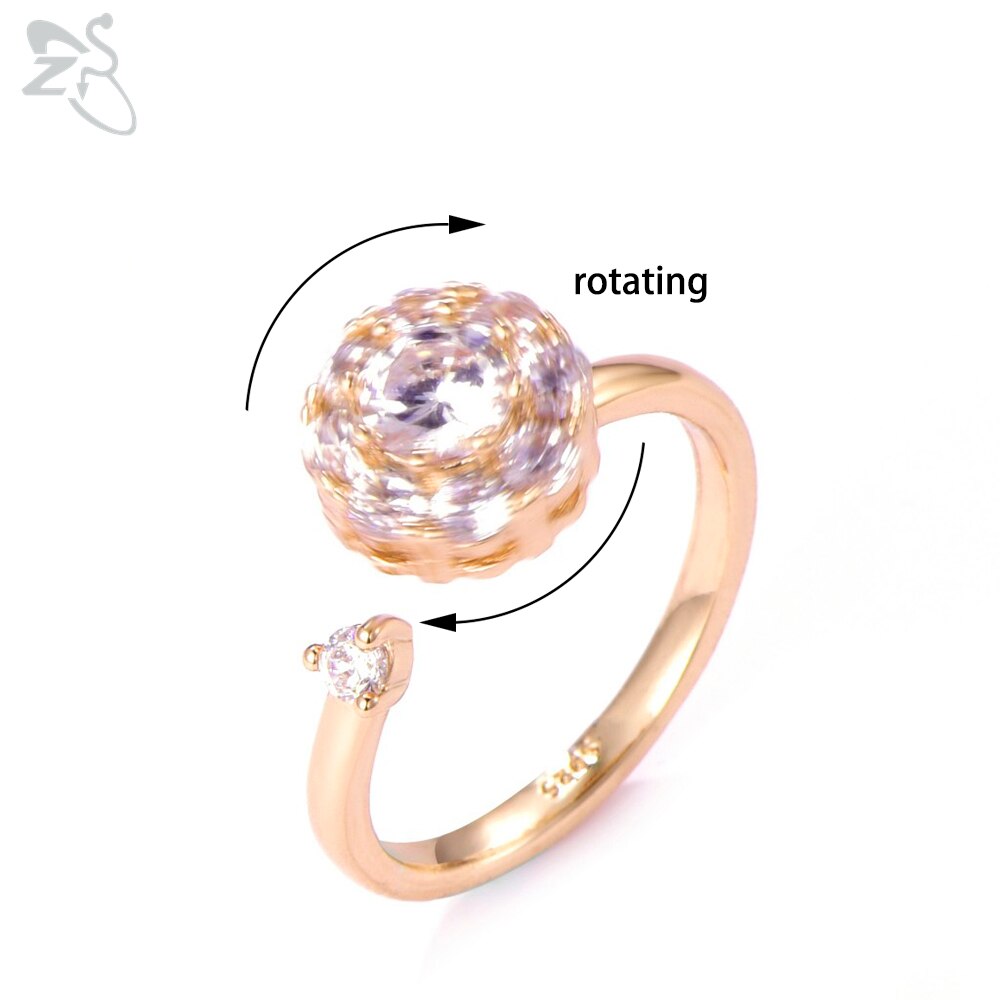 Zircon Ring, with open an Adjustable Roating Rings / Wedding ,Party or Engagement Ring