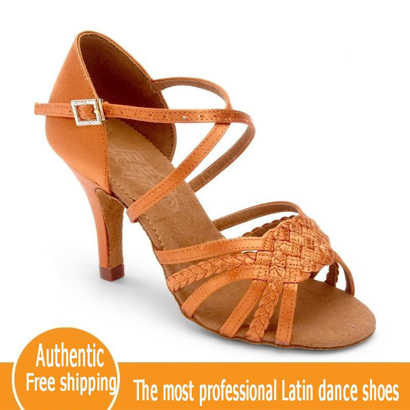 Latin Dance Shoes /  Adult woman's soft Bottom high Heel / Salsa Square Dance Shoes / Latin Shoes Genuine, Imported Satin