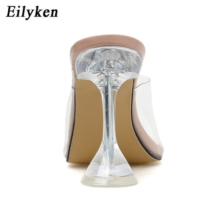 Open Toe Transparent Sandals with High Heel for Ladies.