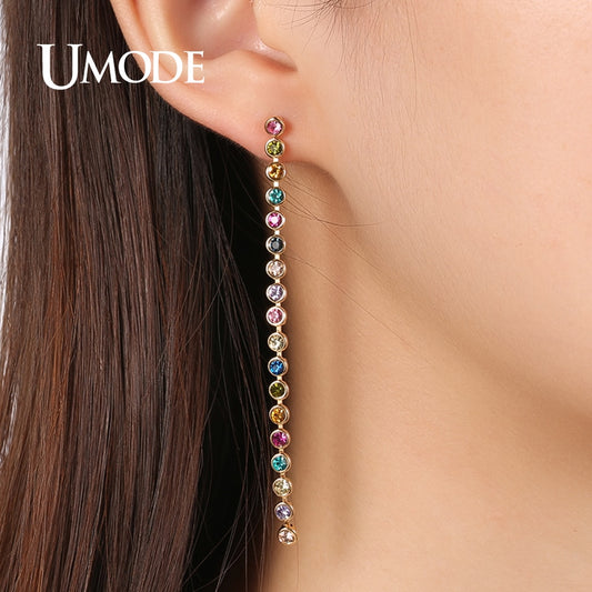 Long Crystal Drop Earrings