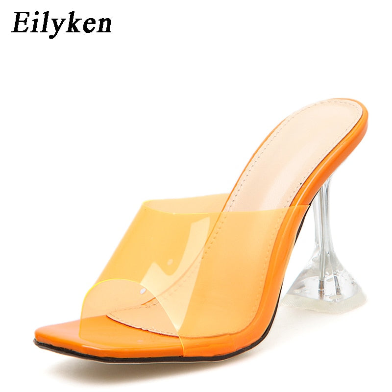 Open Toe Transparent Sandals with High Heel for Ladies.