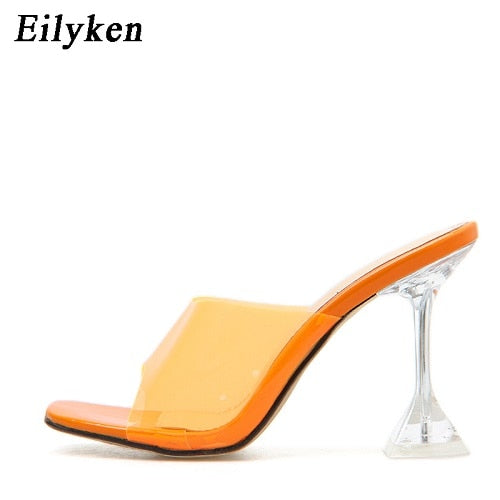 Open Toe Transparent Sandals with High Heel for Ladies.