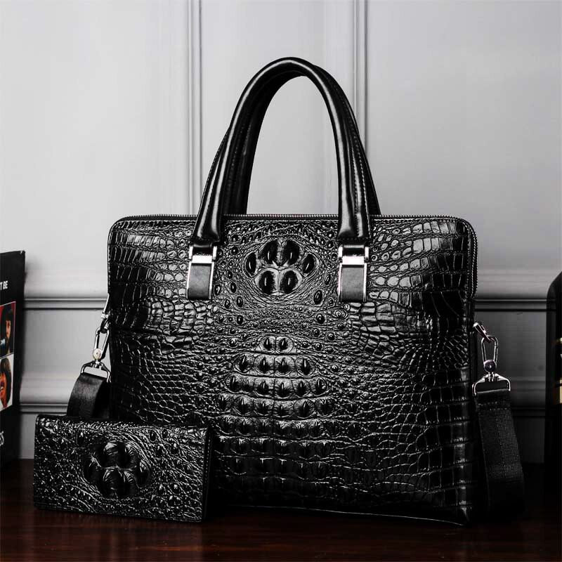 New Luxury Cow Genuine Leather Businessmen / Briefcase, Shoulder Bag  / Alligator style Bag / Tote Computer Handbag