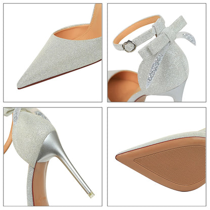 New High Heels Shallow, Mouth Pointed Toe / Hollow Bow Sandals / Wedding Shoes, High Quality with Elegant Heels Designer