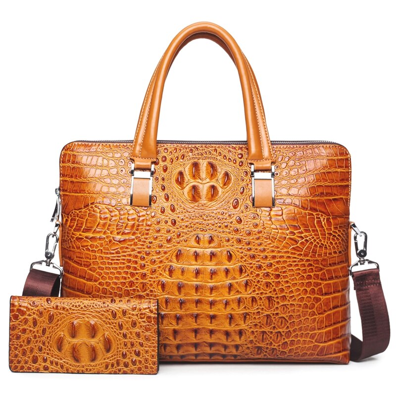 New Luxury Cow Genuine Leather Businessmen / Briefcase, Shoulder Bag  / Alligator style Bag / Tote Computer Handbag