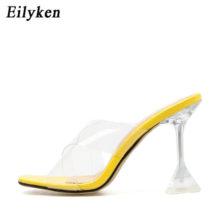 Open Toe Transparent Sandals with High Heel for Ladies.