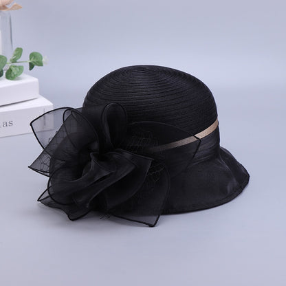 New Fashion Ladies Fascinators Millinery Church Hat Elegant Bow Wide Brim Bucket Hats Kentucky Derby Fedora Women Summer Sun Cap