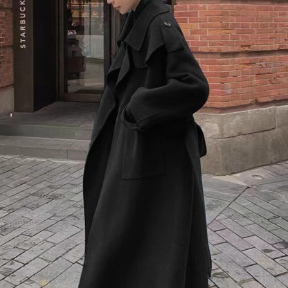 Wool coat With long belt / casual femme long coat women