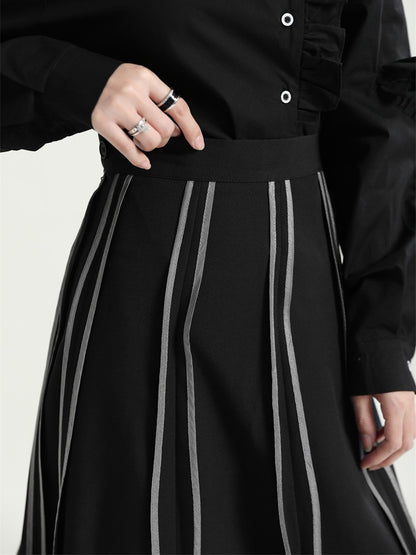 [EAM] High Elastic Waist Black Irregular Color-block Casual Half-body Skirt Women Fashion Tide New Spring Autumn 2022 1DE6163