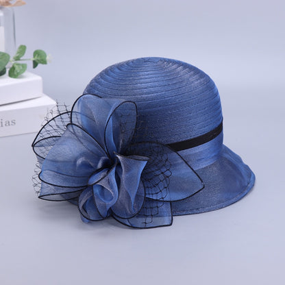 New Fashion Ladies Fascinators Millinery Church Hat Elegant Bow Wide Brim Bucket Hats Kentucky Derby Fedora Women Summer Sun Cap