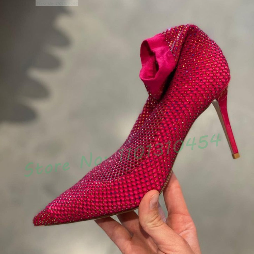 Pointed Heels Ankle Boot, in Crystal net for ladies.