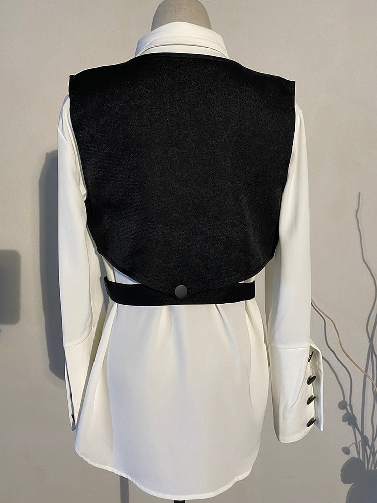 Two Piece Blouse,  Long Sleeve Loose Fit blouse and Black Bandage Vest