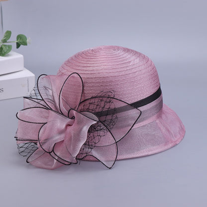 New Fashion Ladies Fascinators Millinery Church Hat Elegant Bow Wide Brim Bucket Hats Kentucky Derby Fedora Women Summer Sun Cap