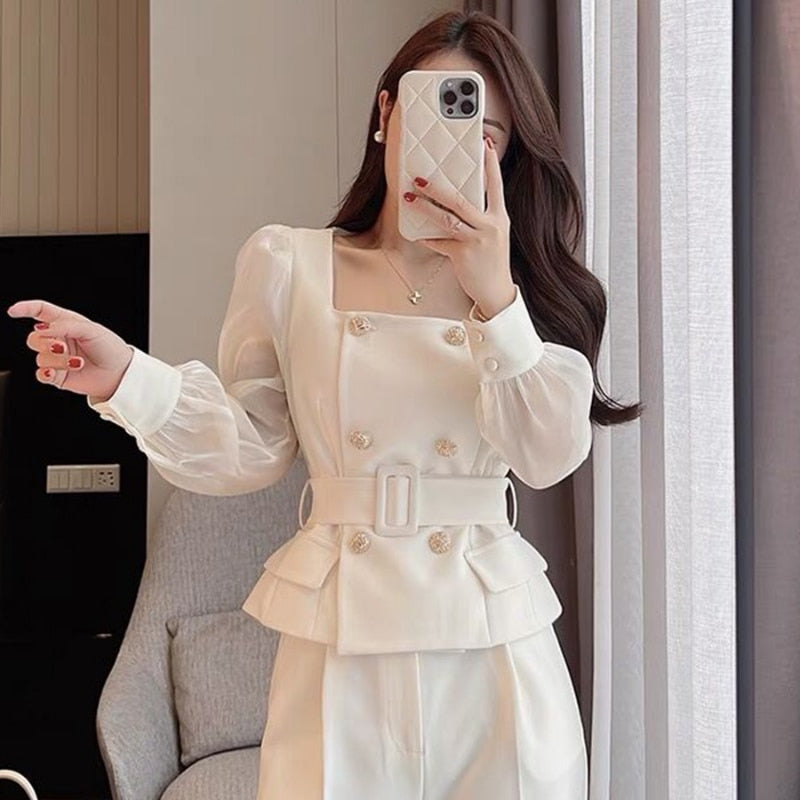 Pant Summer Set of Two Fashion Pieces for Women Luxury Women's Sets Sexy Trouser 2 Piece Outfits 2023 Pants Elegant Blazer Suit